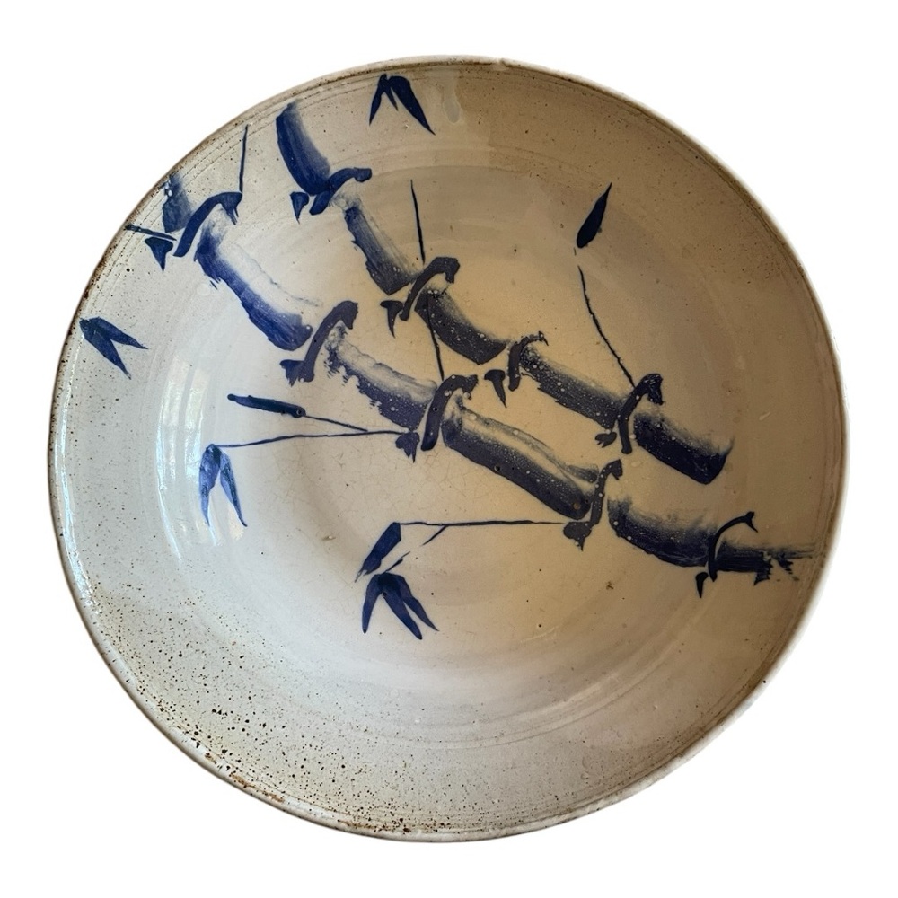 Japanese Ceramic Blue & White Bamboo Bowl - Picture 9 of 10